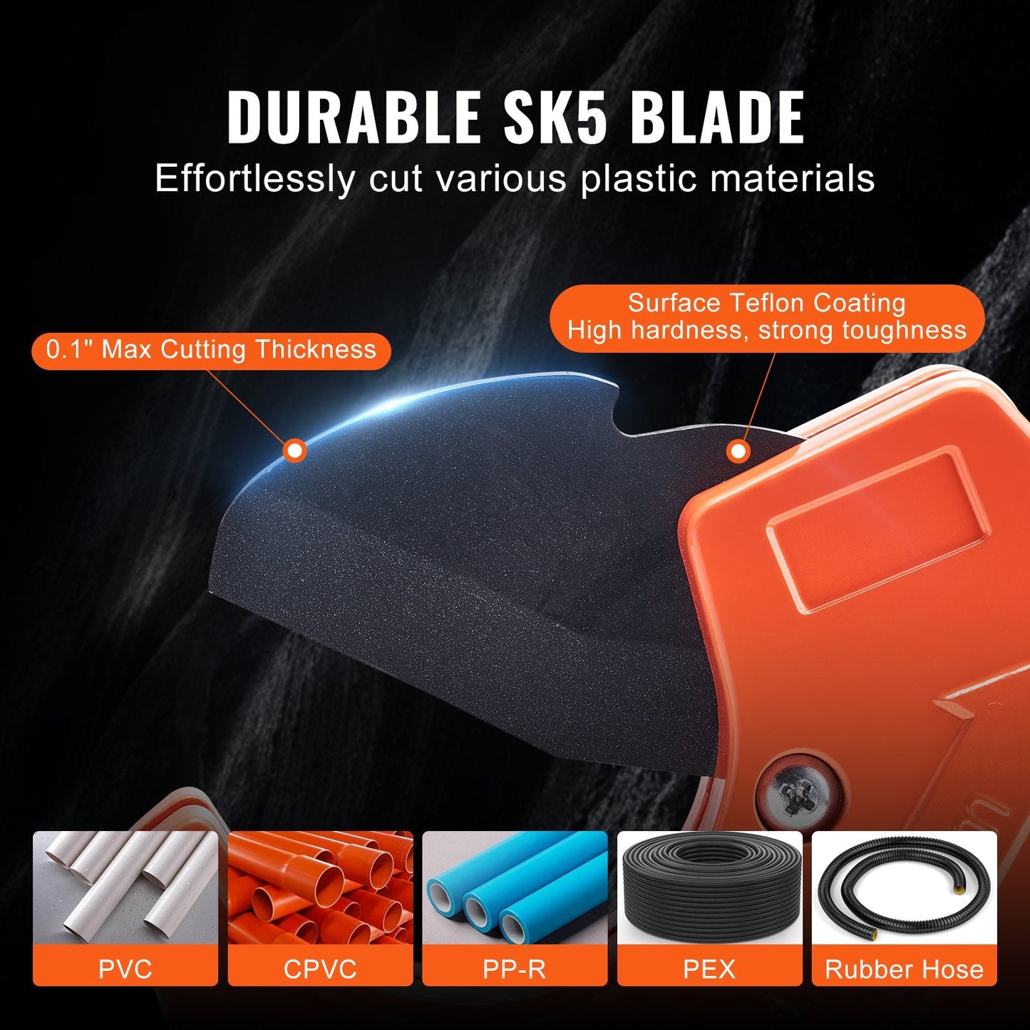 Heavy Duty Ratcheting Pipe Cutter, 0-63 mm, with Spare SK5 Blade