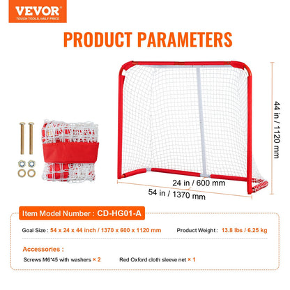 Youth Street Hockey Goal - Steel, Indoor/Outdoor, 1.37x1.12m, 6.25 kg