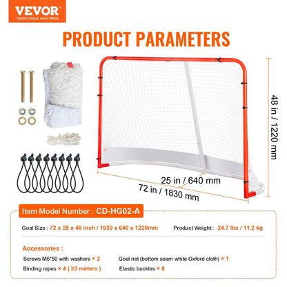 Steel Hockey Goal Set for Indoor & Outdoor Use, 1.83m x 1.22m, 11.2 kg