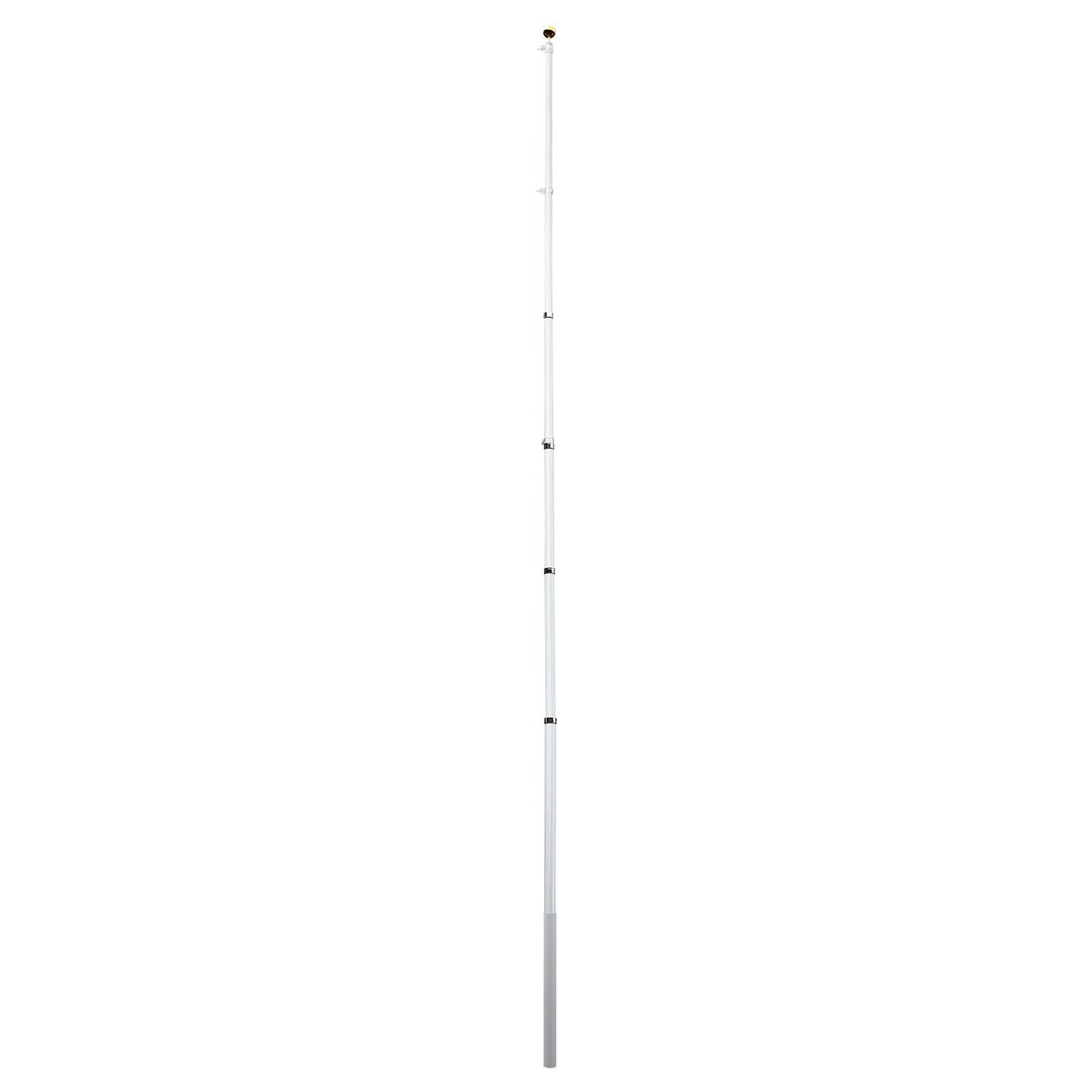 Flag Pole, 6.09 m Heavy Duty Telescopic Flagpole Kit for Outside House In Ground, Extra Thick Outdoor Aluminum Flagpole Kit with PVC Ground Sleeve for Yard, Residential or Commercial Use, Silver