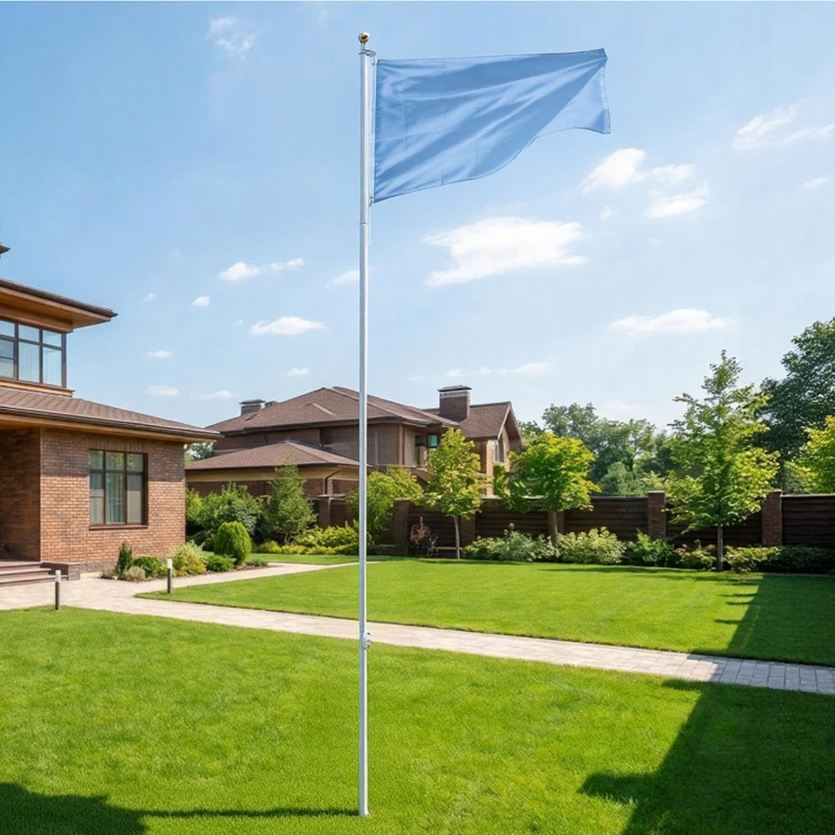 Flag Pole, 6.09 m Heavy Duty Sectional Flagpole Kit for Outside House In Ground, Extra Thick Outdoor Aluminum Flagpole Kit with PVC Ground Sleeve for Yard, Residential or Commercial Use, Silver