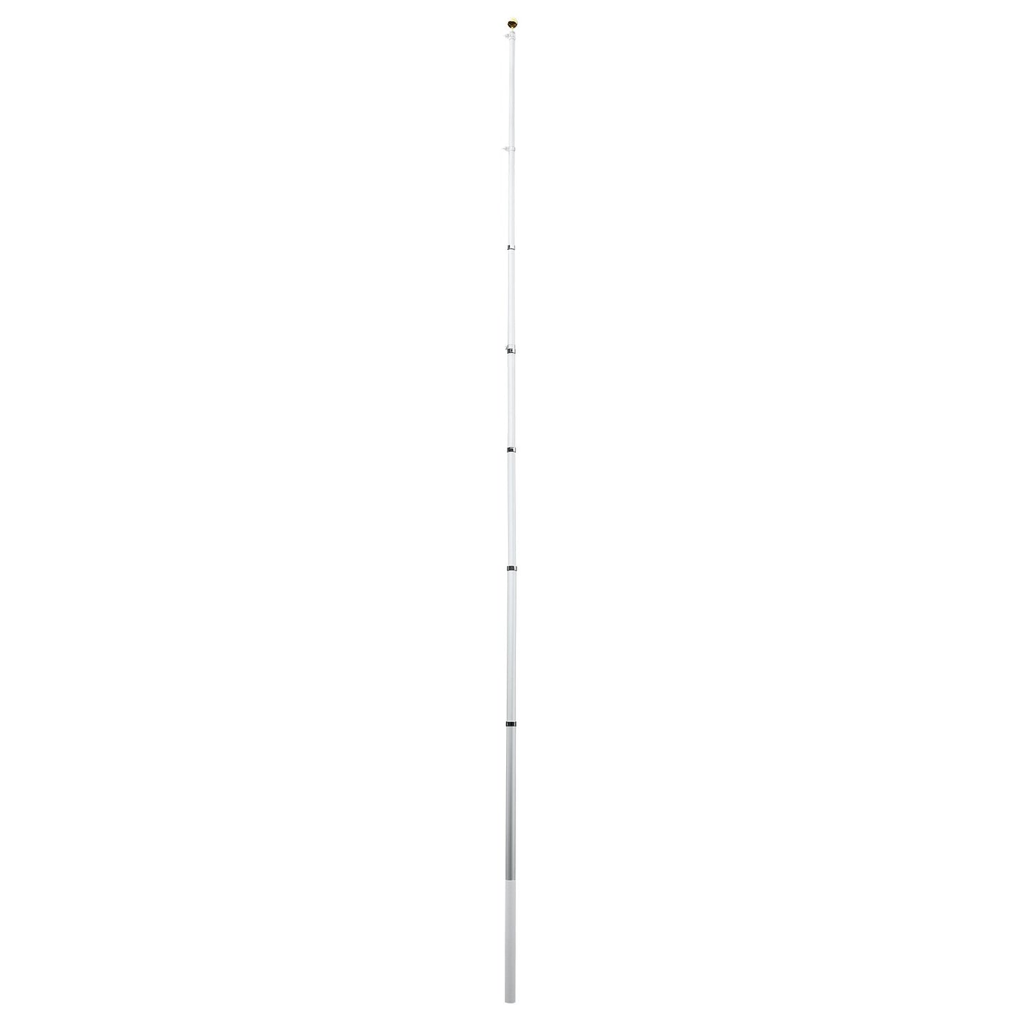 Flag Pole, 9.14 m Heavy Duty Telescopic Flagpole Kit for Outside House In Ground, Extra Thick Outdoor Aluminum Flagpole Kit with PVC Ground Sleeve for Yard, Residential or Commercial Use, Silver