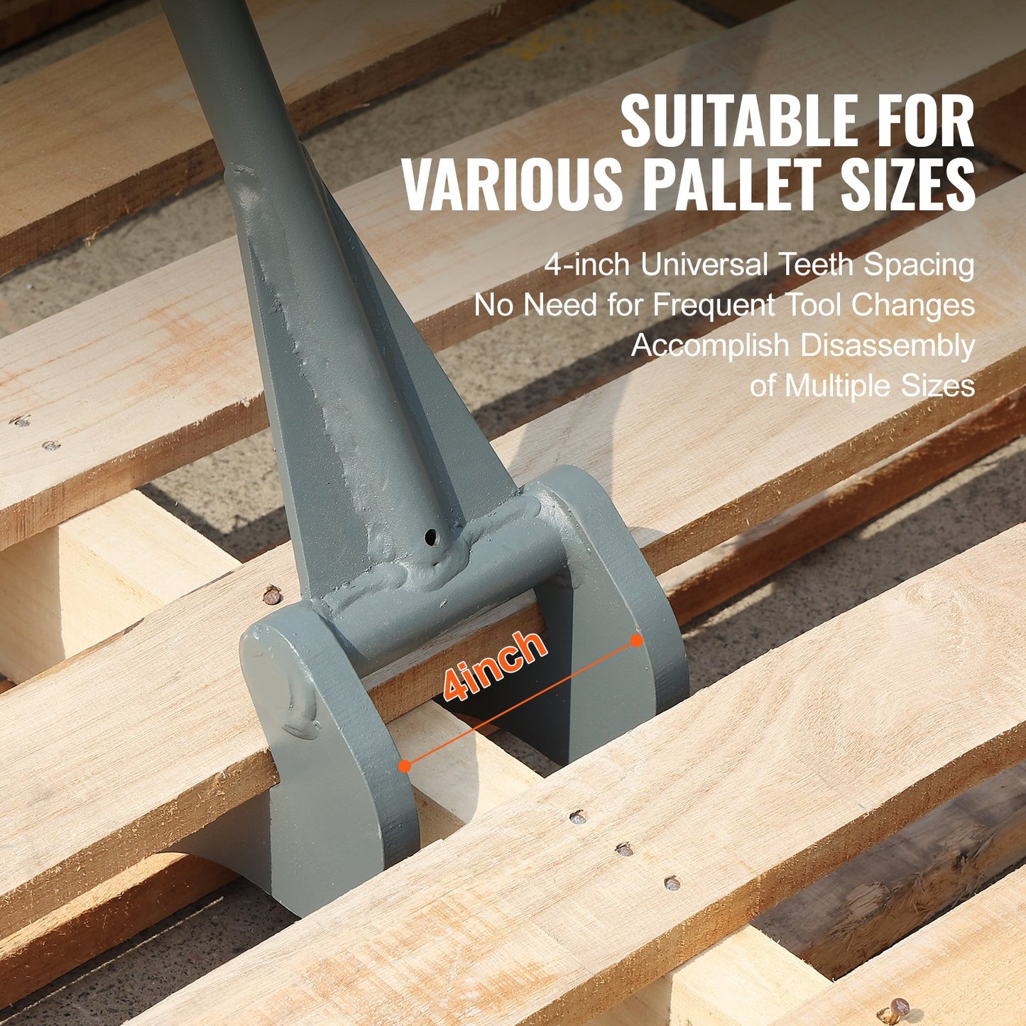 VEVOR Pallet Buster, 50'' Carbon Steel Handle Wrecking Pry Bar, 2000 lbs Weight