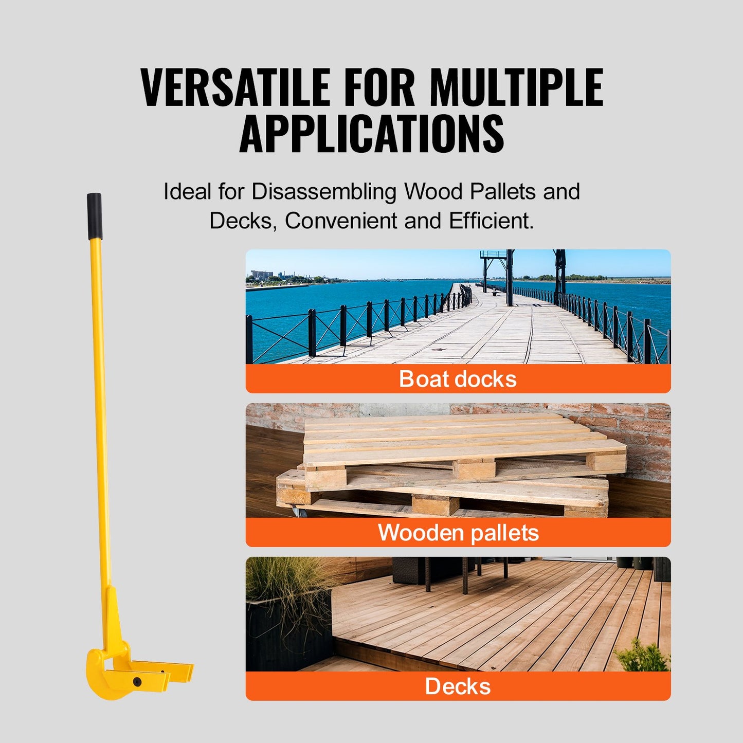 VEVOR Pallet Buster, 104 cm Handle, 907 kg Weight Capacity, Q235 Carbon Steel, Heavy