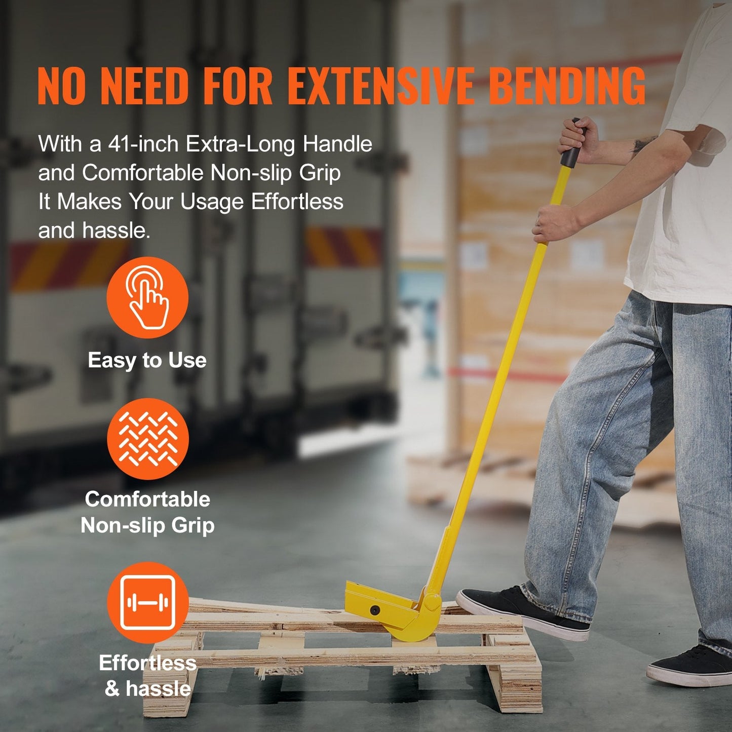 Heavy Duty Carbon Steel Pallet Buster, 104 cm Handle, 907 kg Capacity