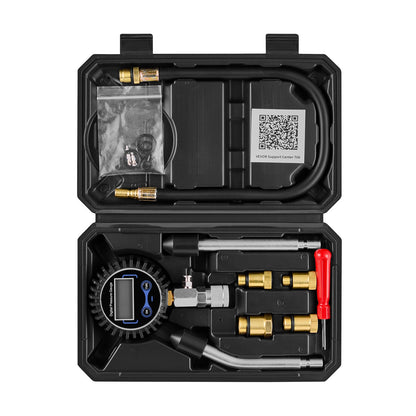Engine Cylinder Compression Tester Kit, Pressure Gauge Range of 10-200 PSI, Compression Tester Kit with 4 Adapters, Straight & Angled Extended Metal Tubes for Automotive Cars and Motorcycles
