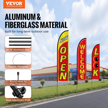 Business Advertising Feather Flag Set - 3 Designs, 16.3m Tall, 6.6kg