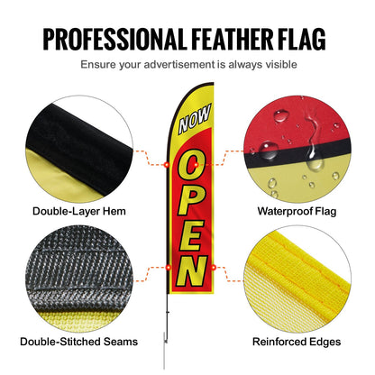 Business Advertising Feather Flag Set - 3 Designs, 16.3m Tall, 6.6kg