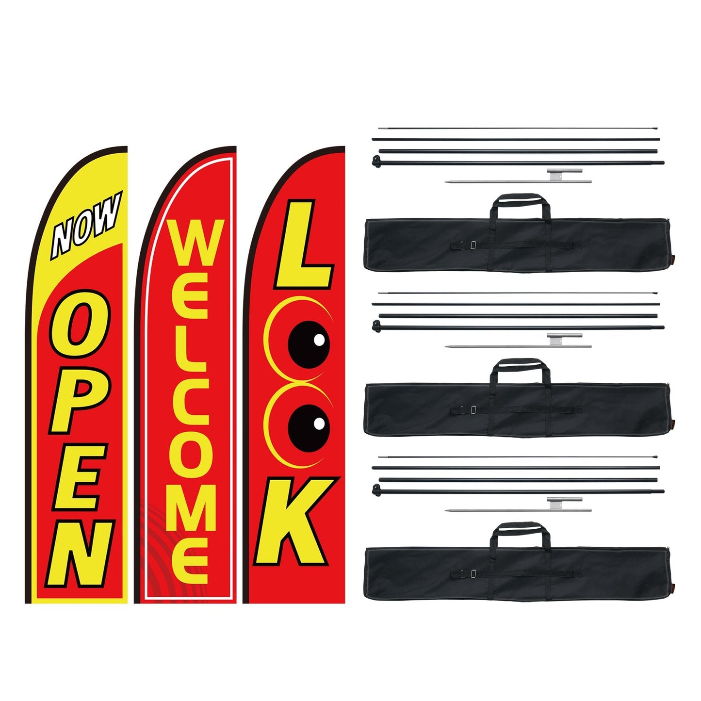 Business Advertising Feather Flag Set - 3 Designs, 16.3m Tall, 6.6kg
