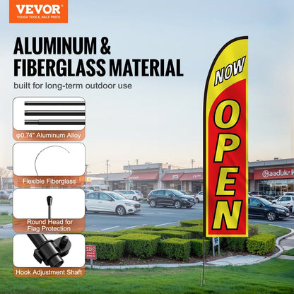 Durable Business Advertising Open Flag Set with 4.4m Pole and Easy Setup