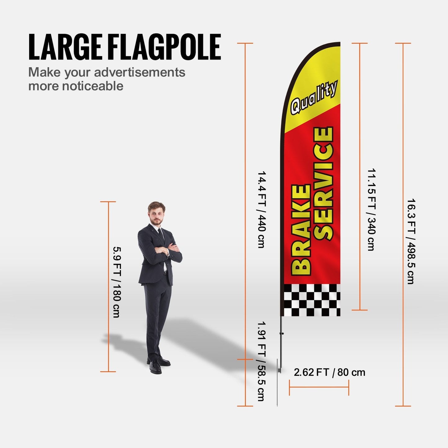 Auto Repair Advertising Feather Flag Kit with Poles, 4 Sets, 4.98 Meters Tall