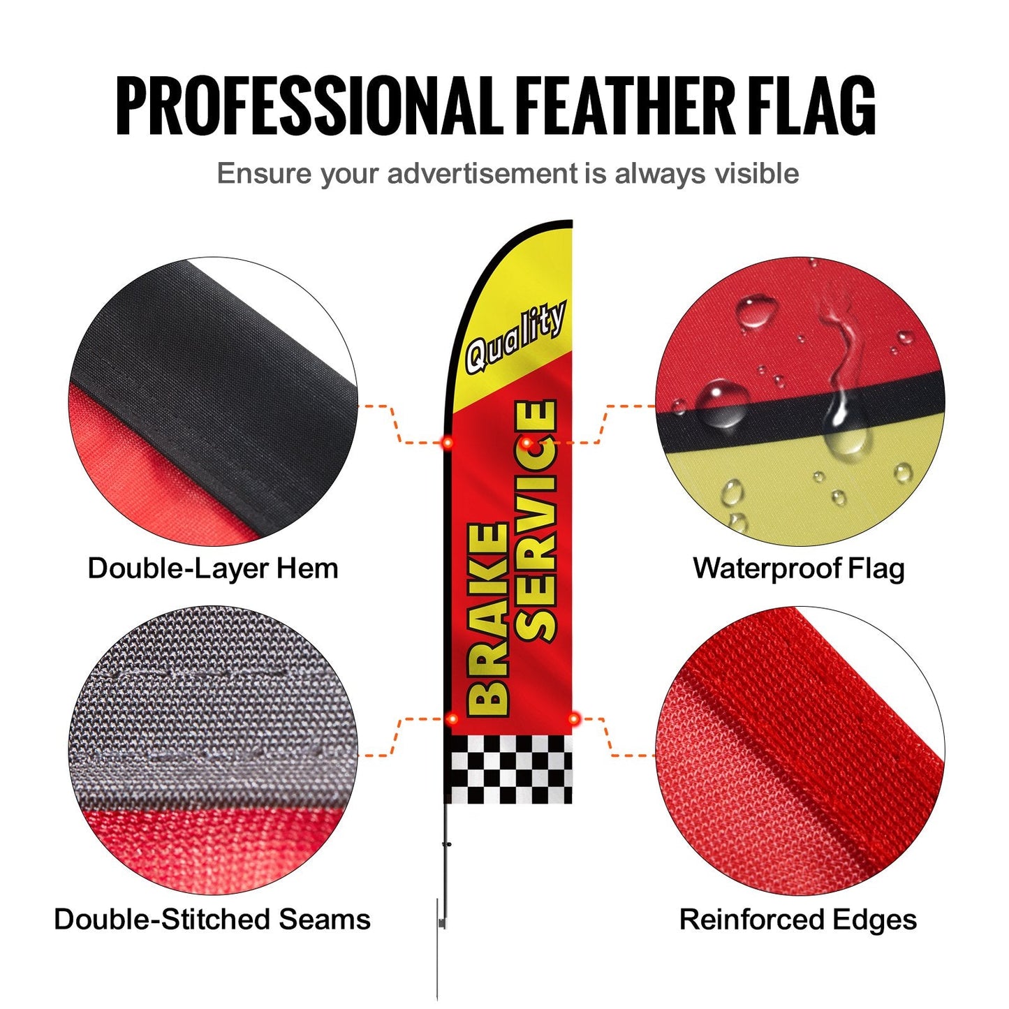 Auto Repair Advertising Feather Flag Kit with Poles, 4 Sets, 4.98 Meters Tall