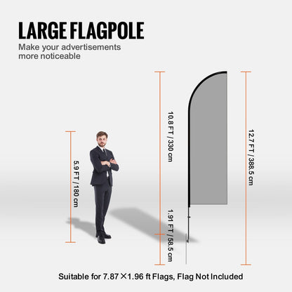 Dual Pack Feather Flag Pole Kit with Ground Stakes, 3.9m Tall, Easy Setup
