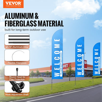 16.3 ft Swooper Flag Pole Set with Ground Stake, Durable & Easy to Install