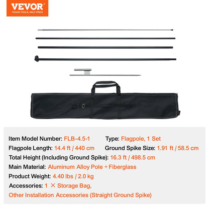 16.3 ft Swooper Flag Pole Set with Ground Stake, Durable & Easy to Install
