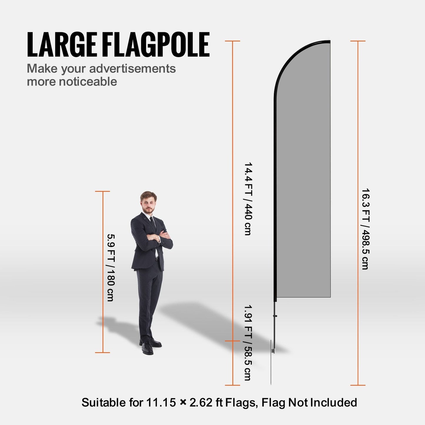 Dual Pack Feather Flag Pole Kit - 4.98m Height with Ground Stakes and Storage Bag