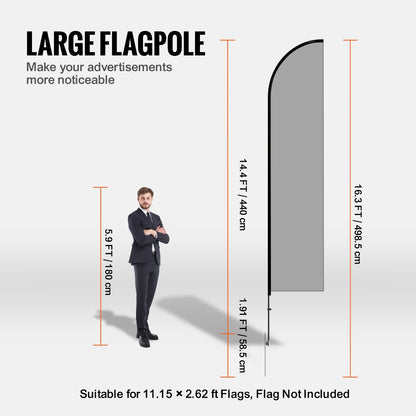 Dual Pack Feather Flag Pole Kit - 4.98m Height with Ground Stakes and Storage Bag