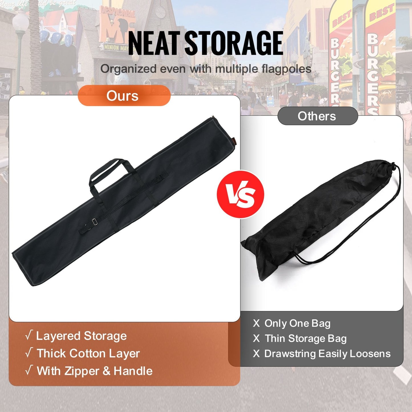 Dual Pack Feather Flag Pole Kit - 4.98m Height with Ground Stakes and Storage Bag
