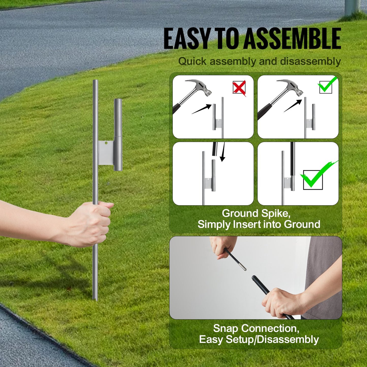 VEVOR Feather Flag Pole Kit 3 Packs Swooper Flag Pole 16.3 ft with Ground Stakes