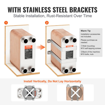 100 Plate Heat Exchanger, 4 Ports, 0.13x0.3m, Brazed Stainless Steel