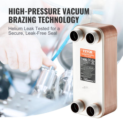 30 Plate Stainless Steel Heat Exchanger with 4 Ports, High Efficiency, 5x12cm
