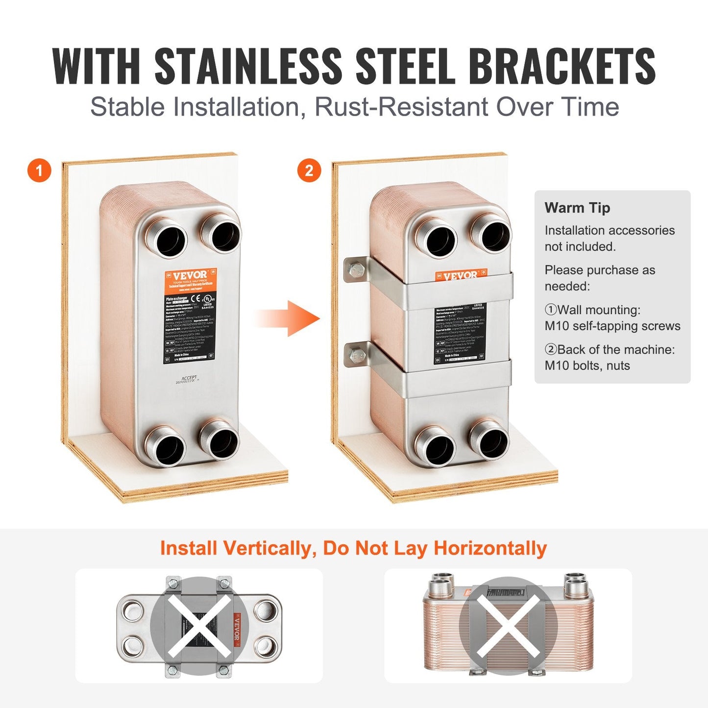 50-Plate Stainless Steel Heat Exchanger, 0.13x0.3m, High Efficiency, Dual Use