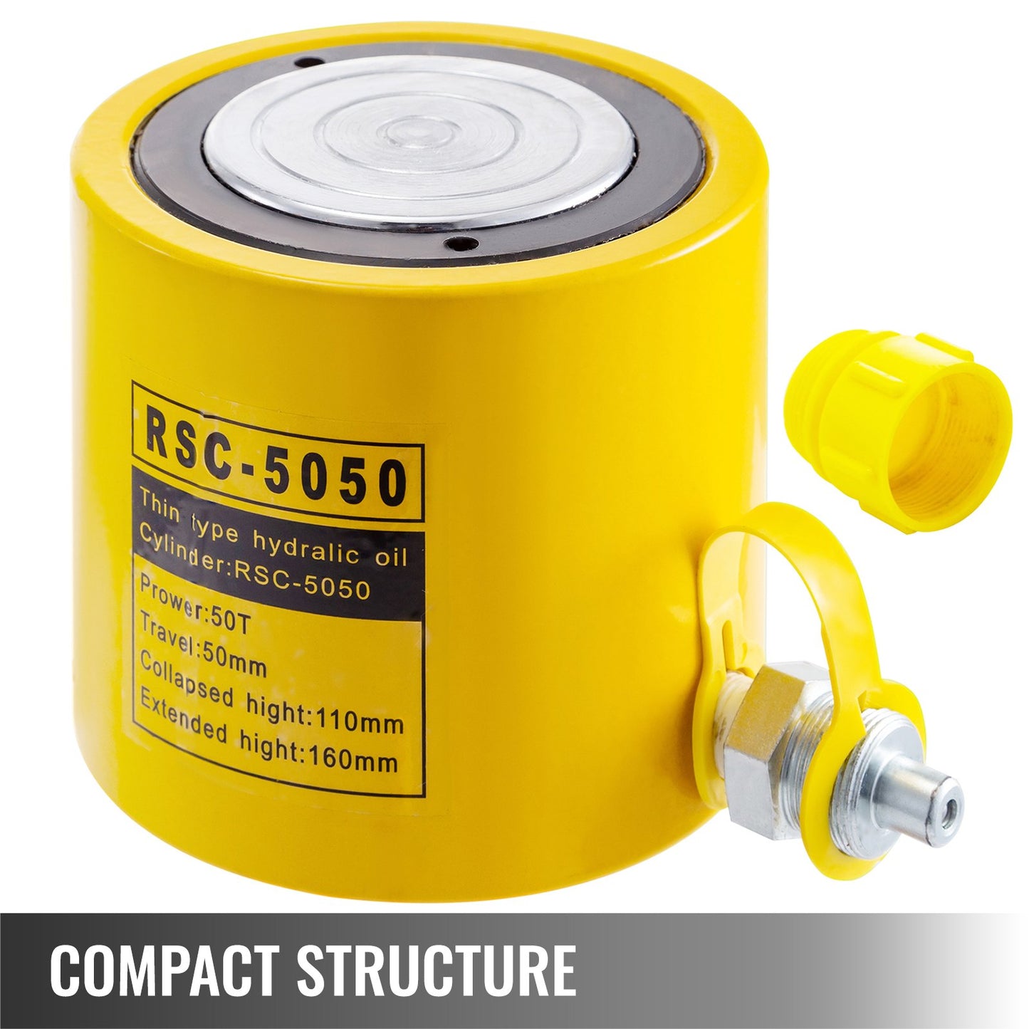 50T 2" Stroke Single Acting Hydraulic Cylinder Jack Ram
