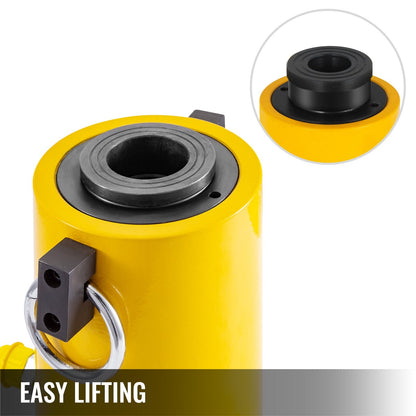 60T 0.05m Hydraulic Cylinder Jack, Single Acting Hollow Ram, 60mm Stroke
