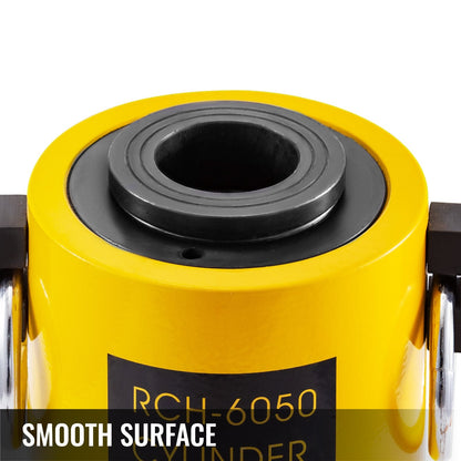 60T 0.05m Hydraulic Cylinder Jack, Single Acting Hollow Ram, 60mm Stroke