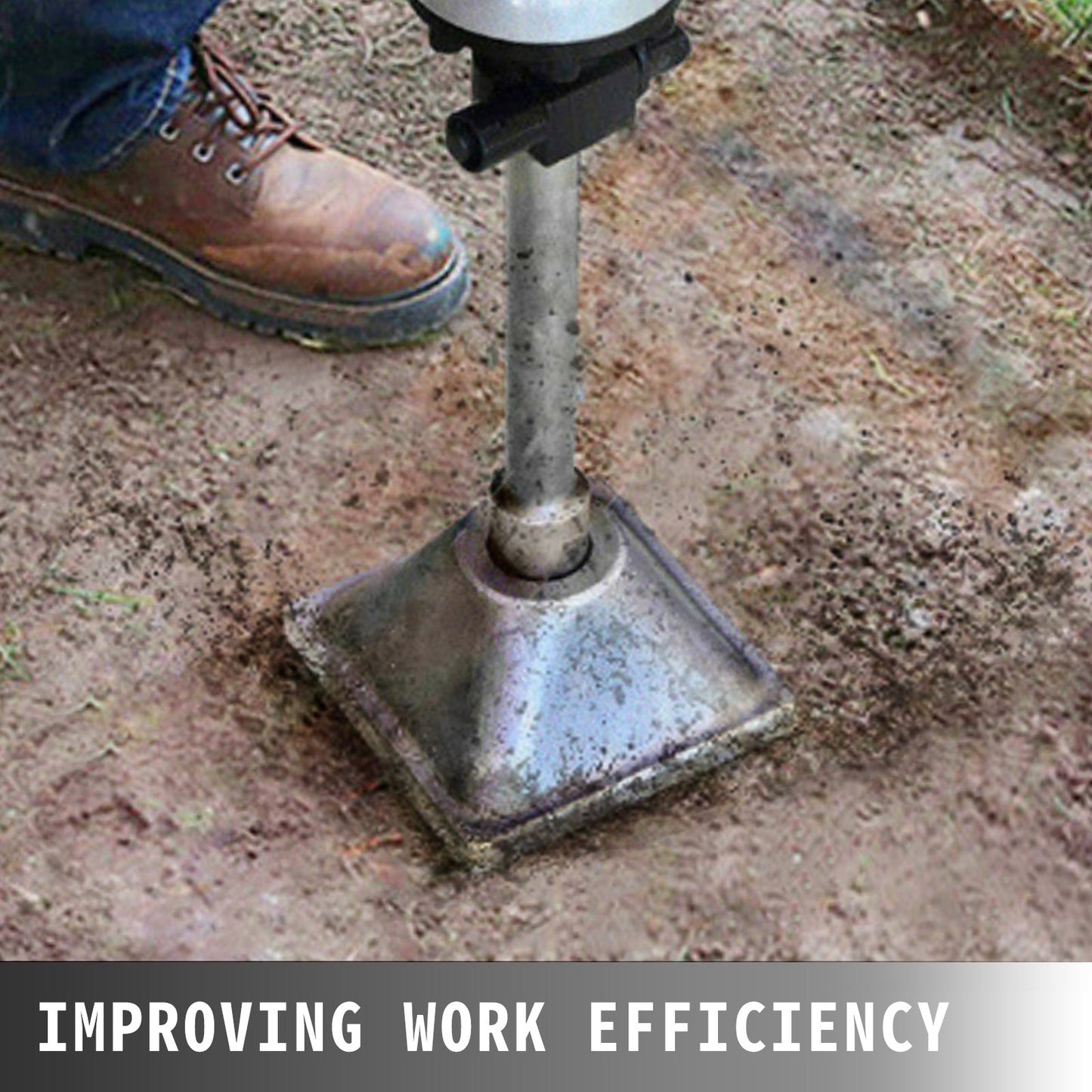 VEVOR Jack Hammer 1-1/8” Tamper Shank, Dirt Tamper 6x6” Compactor Plate with Electric