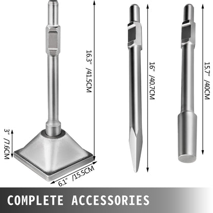 VEVOR Jack Hammer 1-1/8” Tamper Shank, Dirt Tamper 6x6” Compactor Plate with Electric
