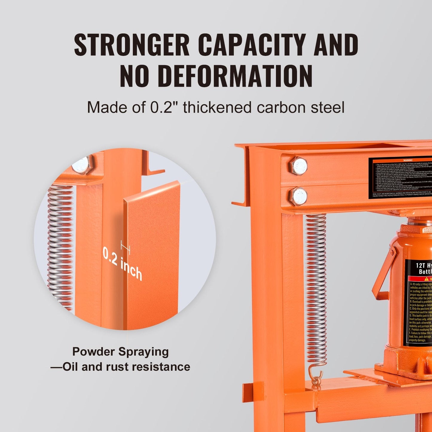 12 Ton Hydraulic H-Frame Press with Safety Valve and Adjustable Height