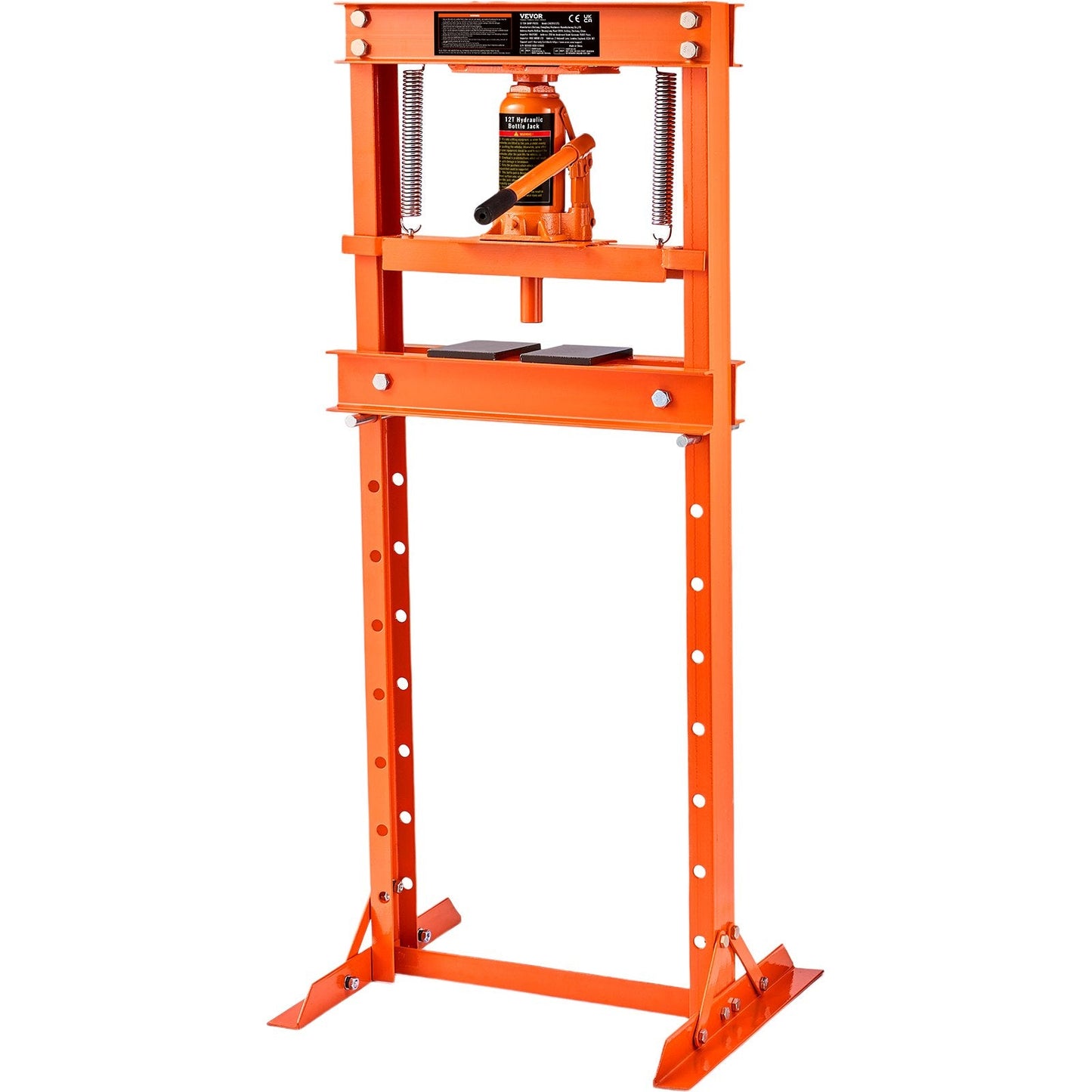 12 Ton Hydraulic H-Frame Press with Safety Valve and Adjustable Height