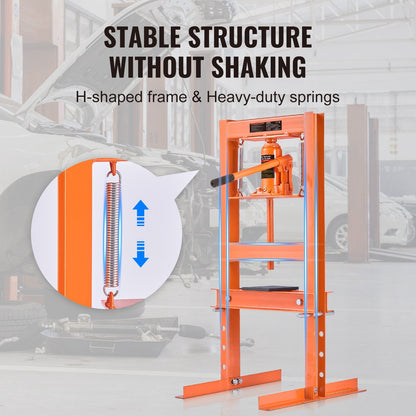 6-Ton Hydraulic Benchtop Press with Plates, H-Frame Steel Stand