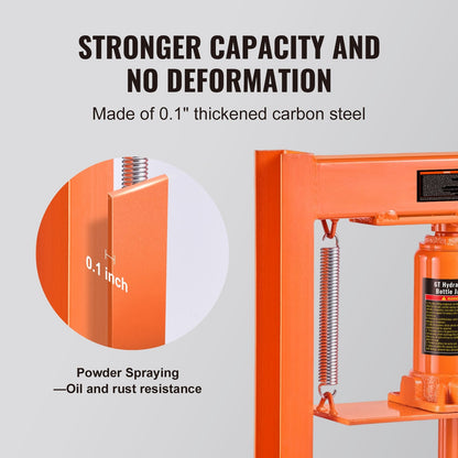 6-Ton Hydraulic Benchtop Press with Plates, H-Frame Steel Stand