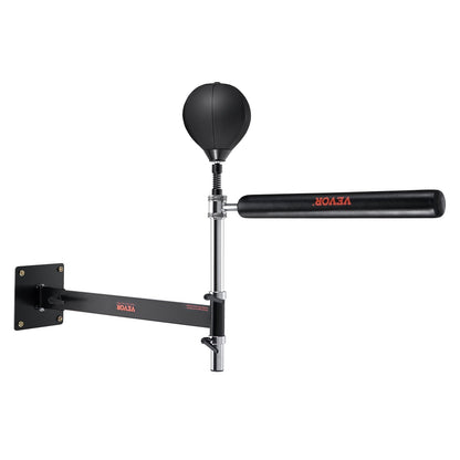 Wall-Mounted Boxing Trainer with Adjustable Spinning Bar and Punching Ball