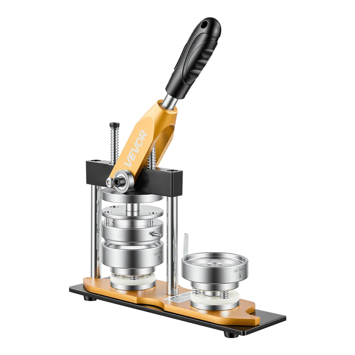 Button Maker Machine, 2.25" / 58 mm, Solid Metal Pin Maker with 100pcs Button Parts, Circle Cutter and Magic Book, Reinforced Ergonomic Handle, Steel Mold, for DIY Badges, Pins, Key Chains
