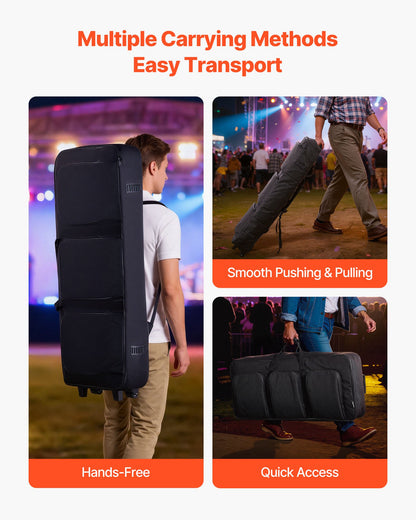 88 Key Keyboard Case, 1040 x 430 x 130 mm Interior, Padded Rolling Piano Case with Wheels, Sturdy Handle, 3-Pocket Storage, Gig Bag with Smooth Wheels, for 88 Note Keyboards and Electric Pianos