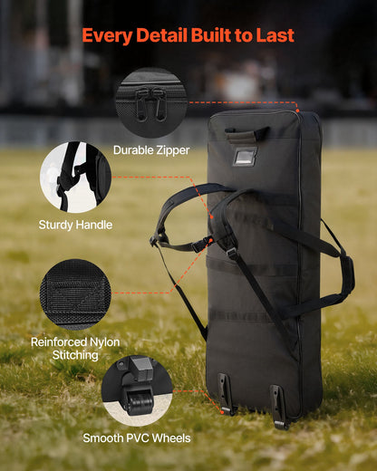 88 Key Keyboard Case, 1040 x 430 x 130 mm Interior, Padded Rolling Piano Case with Wheels, Sturdy Handle, 3-Pocket Storage, Gig Bag with Smooth Wheels, for 88 Note Keyboards and Electric Pianos