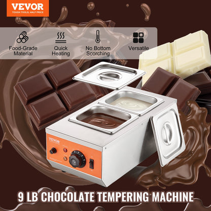 VEVOR Chocolate Tempering Machine, 2 Tanks Chocolate Melting Pot with TEMP Control