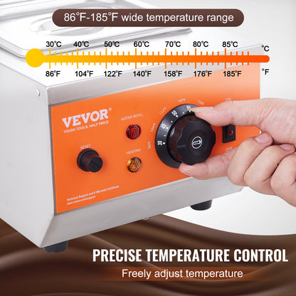 VEVOR Chocolate Tempering Machine, 2 Tanks Chocolate Melting Pot with TEMP Control