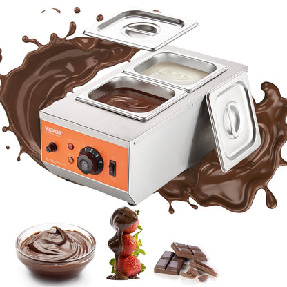 Dual-Tank Chocolate Melting Pot with Temperature Control, 1.5L Capacity, 800W