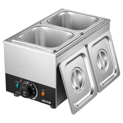 Chocolate Melting Machine, 2 Tanks 4 kg Choc Commercial Melter, 800W High Power, Water Bath Heating System, Stainless Steel Body, 30℃ to 85℃ Temp Range, Chocolate Warmer for Cheese Milk
