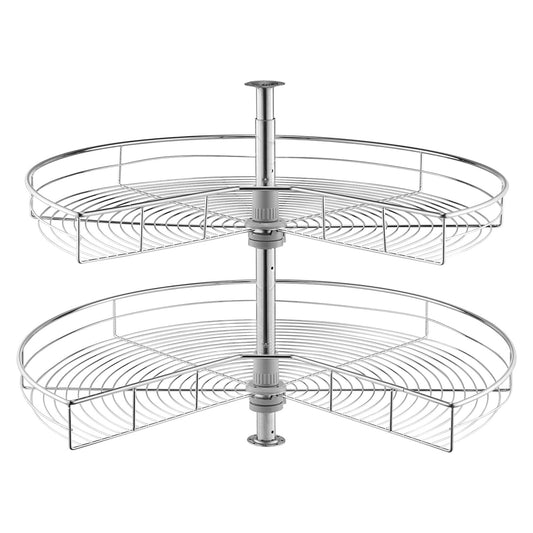VEVOR 31" 2 Tier Kidney Shaped Chrome Corner Organizer Lazy Susan Cabinet Blind
