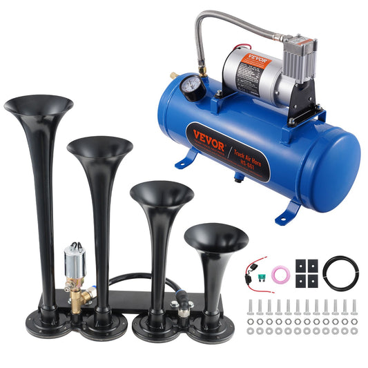 VEVOR Train Horns Kit, 4 Trumpet Air Horn Kit, 150dB Train Horns for Pickup Trucks,