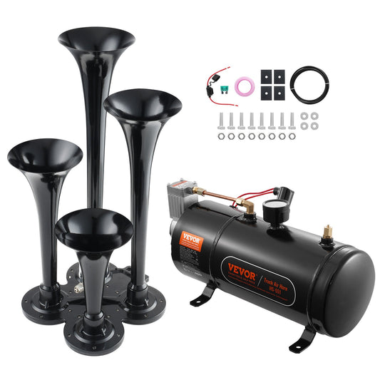 VEVOR Train Horns Kit, 4 Trumpet Air Horn Kit, 150dB Train Horns for Pickup Trucks,