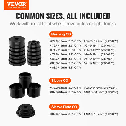 Universal Wheel Bearing Press Kit for Front Wheel Drive Cars, 24pc Tool Set