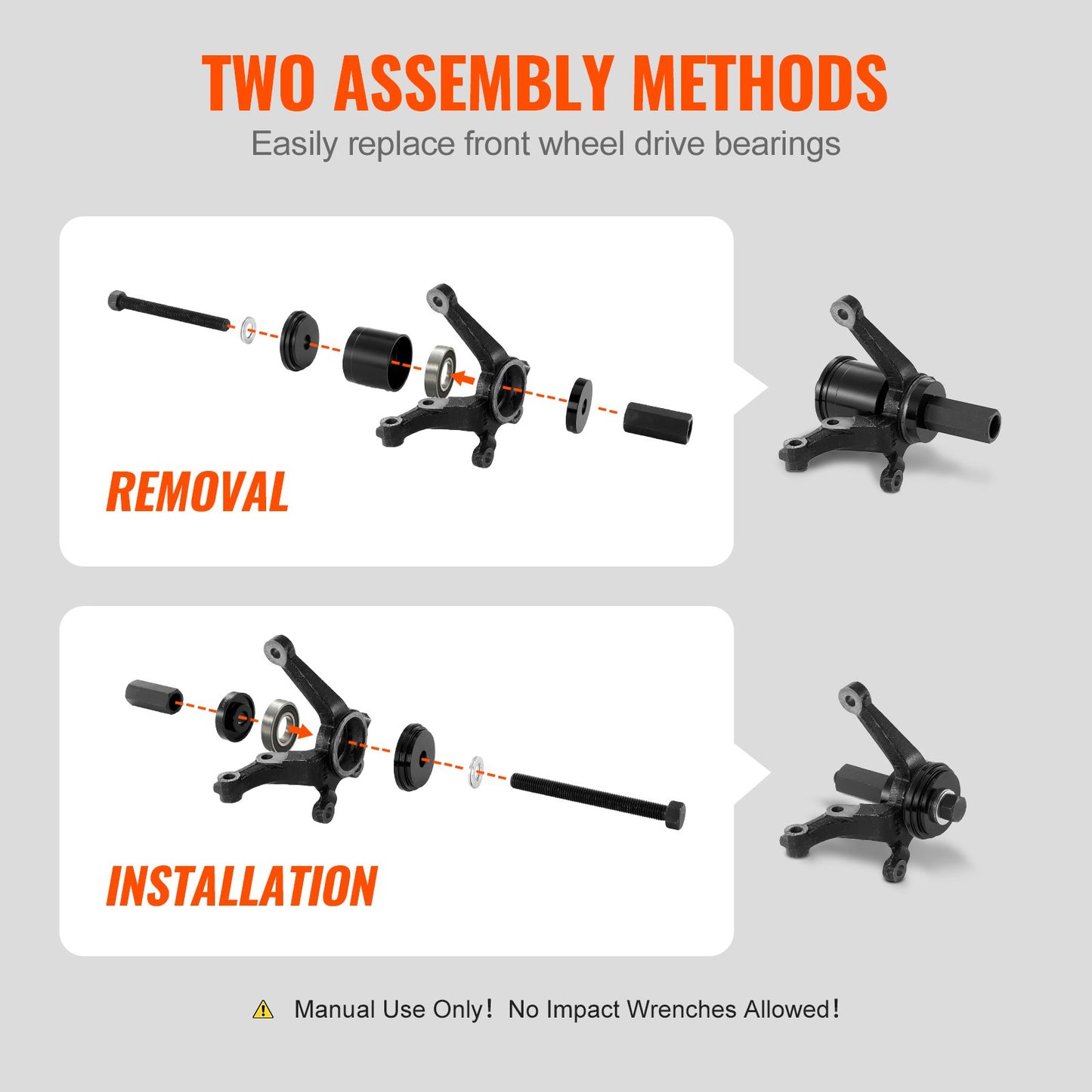 VEVOR Wheel Bearing Press Kit, for Front Wheel Drive Bearing Removal & Installation,