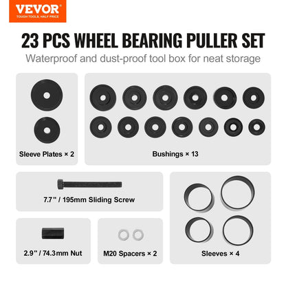 Universal Wheel Bearing Press Kit for Front Wheel Drive Cars, 24pc Tool Set