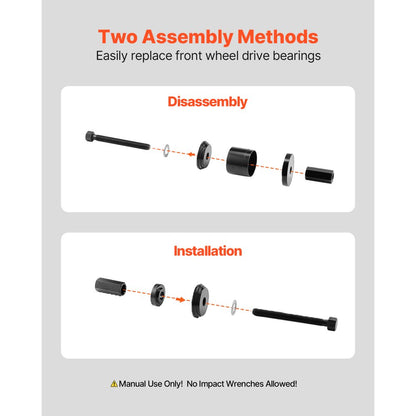Wheel Bearing Press Kit, 23 PCS FWD Bearing Puller Tools, for Front Wheel Drive Bearing Removal and Installation, Wheel 